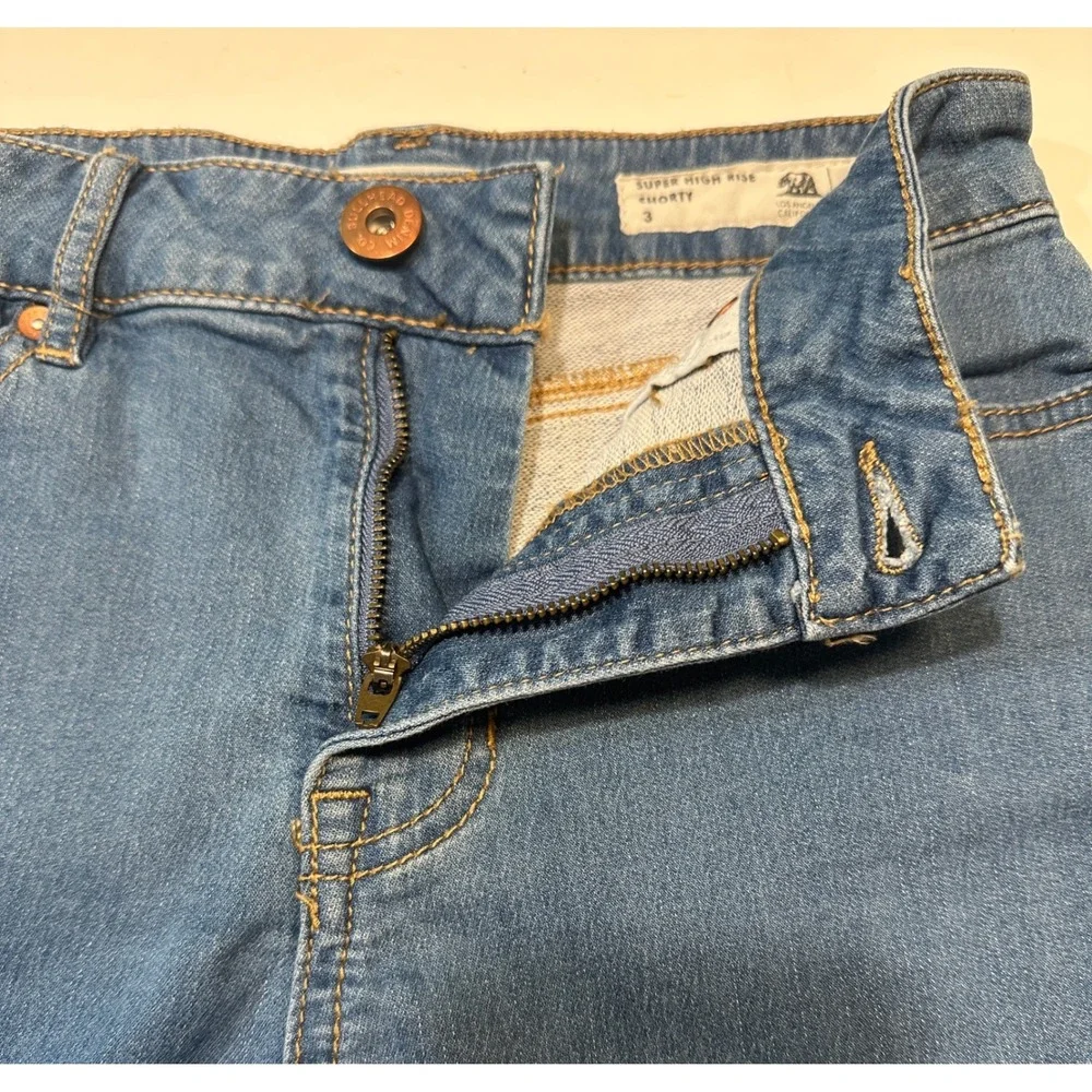 Bullhead Denim Co Jean Shorts Women 3 Blue Super High Rise Shorty Cut Off Summer